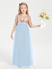 Sparkling Sequined Junior Bridesmaids Gown Sky Blue