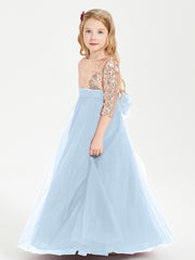 Sparkling Sequined Junior Bridesmaids Gown Sky Blue