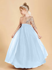 Sparkling Sequined Junior Bridesmaids Gown Sky Blue
