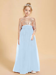Sparkling Sequined Junior Bridesmaids Gown Sky Blue
