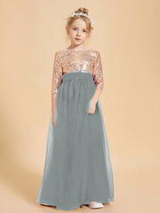 Sparkling Sequined Junior Bridesmaids Gown Steel Grey