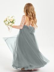 Sparkling Sequined Junior Bridesmaids Gown Steel Grey