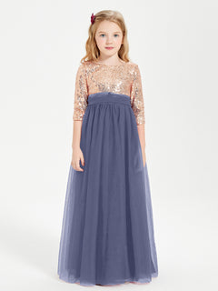 Sparkling Sequined Junior Bridesmaids Gown Stormy