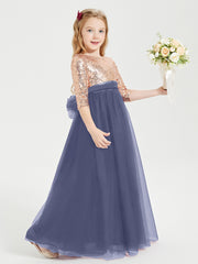 Sparkling Sequined Junior Bridesmaids Gown Stormy