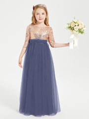 Sparkling Sequined Junior Bridesmaids Gown Stormy