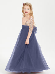 Sparkling Sequined Junior Bridesmaids Gown Stormy