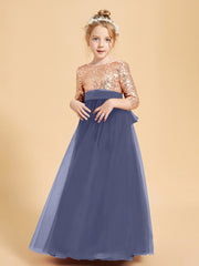 Sparkling Sequined Junior Bridesmaids Gown Stormy
