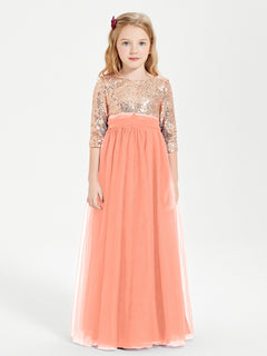 Sparkling Sequined Junior Bridesmaids Gown Sunset