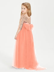 Sparkling Sequined Junior Bridesmaids Gown Sunset