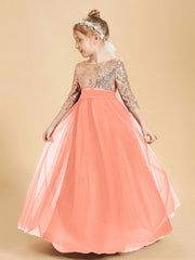 Sparkling Sequined Junior Bridesmaids Gown Sunset