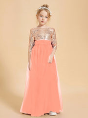 Sparkling Sequined Junior Bridesmaids Gown Sunset