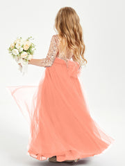 Sparkling Sequined Junior Bridesmaids Gown Sunset