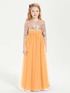 Sparkling Sequined Junior Bridesmaids Gown Tangerine