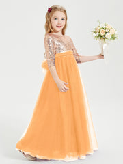 Sparkling Sequined Junior Bridesmaids Gown Tangerine