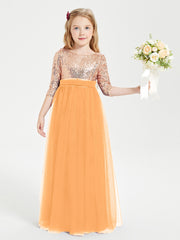 Sparkling Sequined Junior Bridesmaids Gown Tangerine
