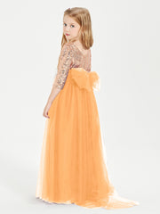 Sparkling Sequined Junior Bridesmaids Gown Tangerine
