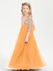 Sparkling Sequined Junior Bridesmaids Gown Tangerine