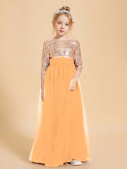 Sparkling Sequined Junior Bridesmaids Gown Tangerine