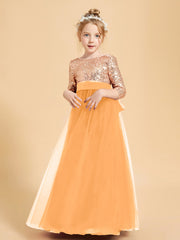 Sparkling Sequined Junior Bridesmaids Gown Tangerine