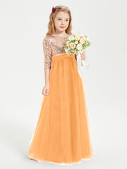 Sparkling Sequined Junior Bridesmaids Gown Tangerine