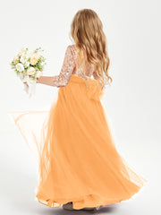 Sparkling Sequined Junior Bridesmaids Gown Tangerine