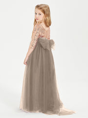 Sparkling Sequined Junior Bridesmaids Gown Taupe