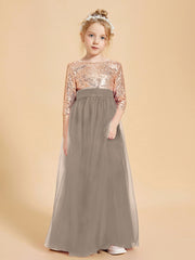 Sparkling Sequined Junior Bridesmaids Gown Taupe