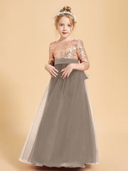 Sparkling Sequined Junior Bridesmaids Gown Taupe