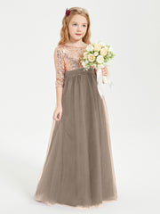 Sparkling Sequined Junior Bridesmaids Gown Taupe