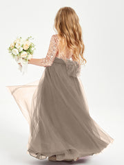 Sparkling Sequined Junior Bridesmaids Gown Taupe