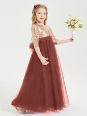 Sparkling Sequined Junior Bridesmaids Gown Terracotta