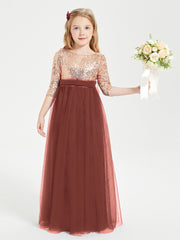 Sparkling Sequined Junior Bridesmaids Gown Terracotta