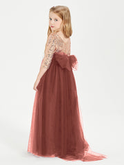 Sparkling Sequined Junior Bridesmaids Gown Terracotta