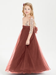 Sparkling Sequined Junior Bridesmaids Gown Terracotta