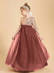 Sparkling Sequined Junior Bridesmaids Gown Terracotta