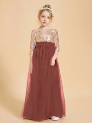 Sparkling Sequined Junior Bridesmaids Gown Terracotta