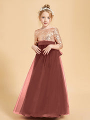 Sparkling Sequined Junior Bridesmaids Gown Terracotta