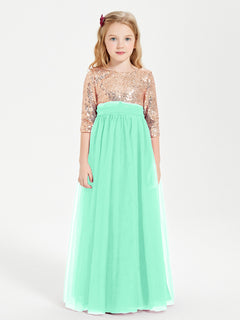 Sparkling Sequined Junior Bridesmaids Gown Turquoise