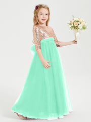 Sparkling Sequined Junior Bridesmaids Gown Turquoise