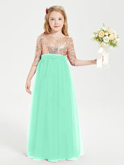 Sparkling Sequined Junior Bridesmaids Gown Turquoise