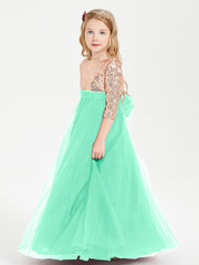 Sparkling Sequined Junior Bridesmaids Gown Turquoise
