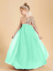 Sparkling Sequined Junior Bridesmaids Gown Turquoise