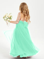 Sparkling Sequined Junior Bridesmaids Gown Turquoise