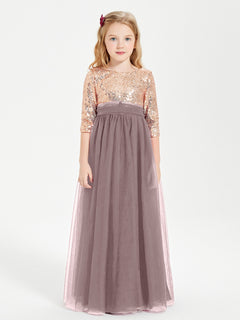 Sparkling Sequined Junior Bridesmaids Gown Vintage Mauve