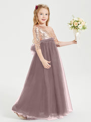 Sparkling Sequined Junior Bridesmaids Gown Vintage Mauve