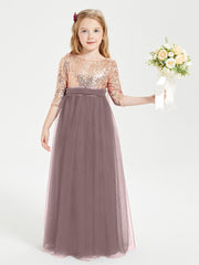 Sparkling Sequined Junior Bridesmaids Gown Vintage Mauve