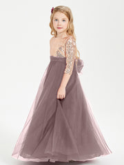 Sparkling Sequined Junior Bridesmaids Gown Vintage Mauve