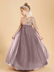 Sparkling Sequined Junior Bridesmaids Gown Vintage Mauve