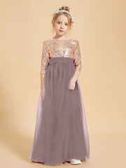 Sparkling Sequined Junior Bridesmaids Gown Vintage Mauve