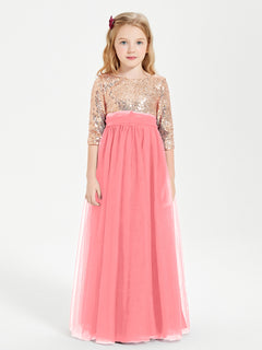 Sparkling Sequined Junior Bridesmaids Gown Watermelon